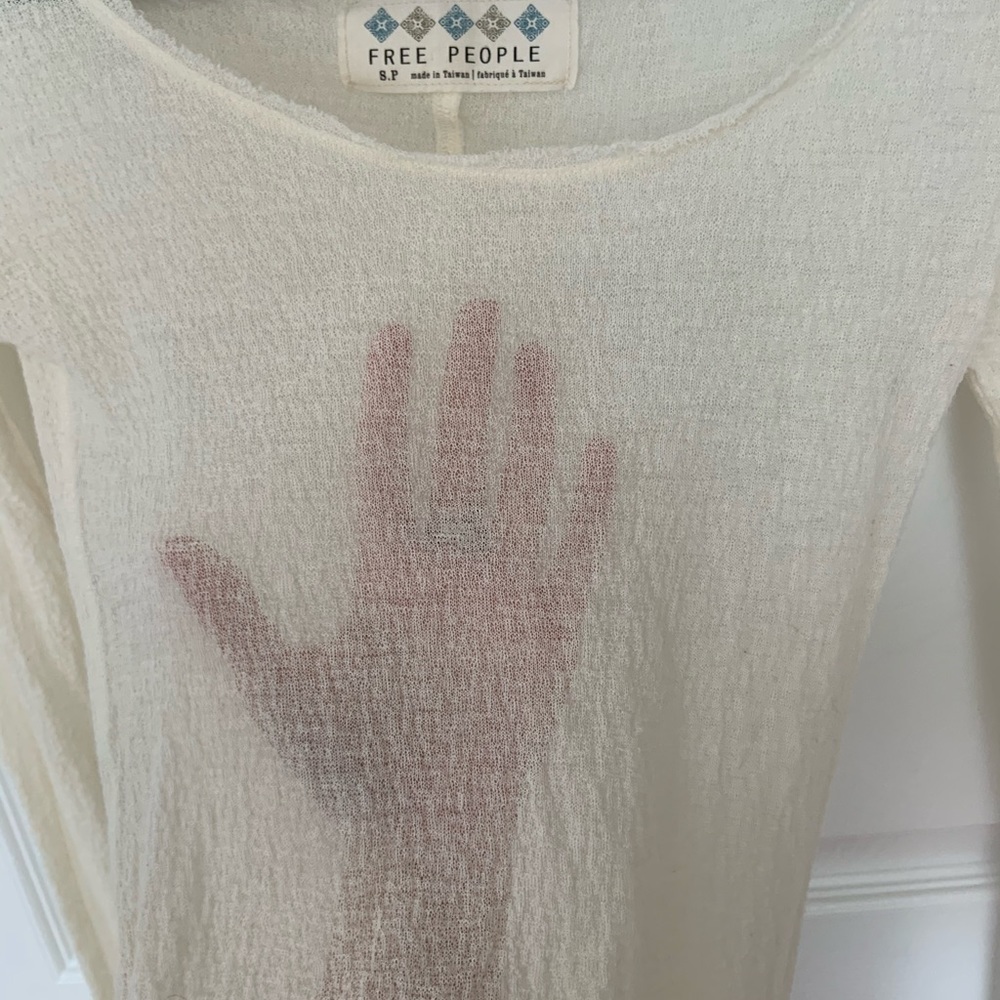 Cream colored, Long sleeve, sheer Free People top